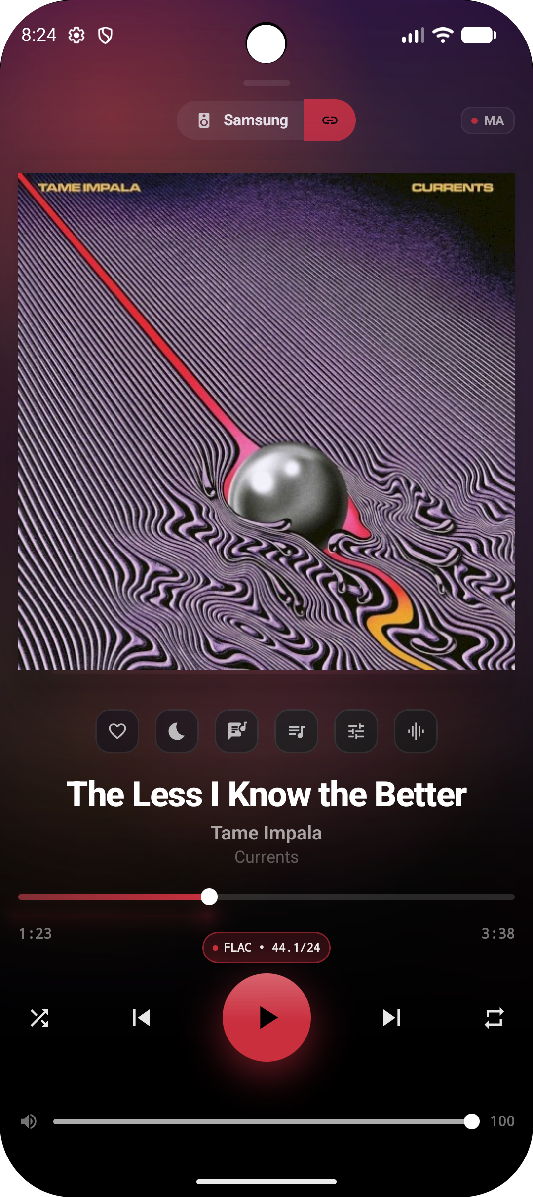 CAMusic Now Playing on a phone