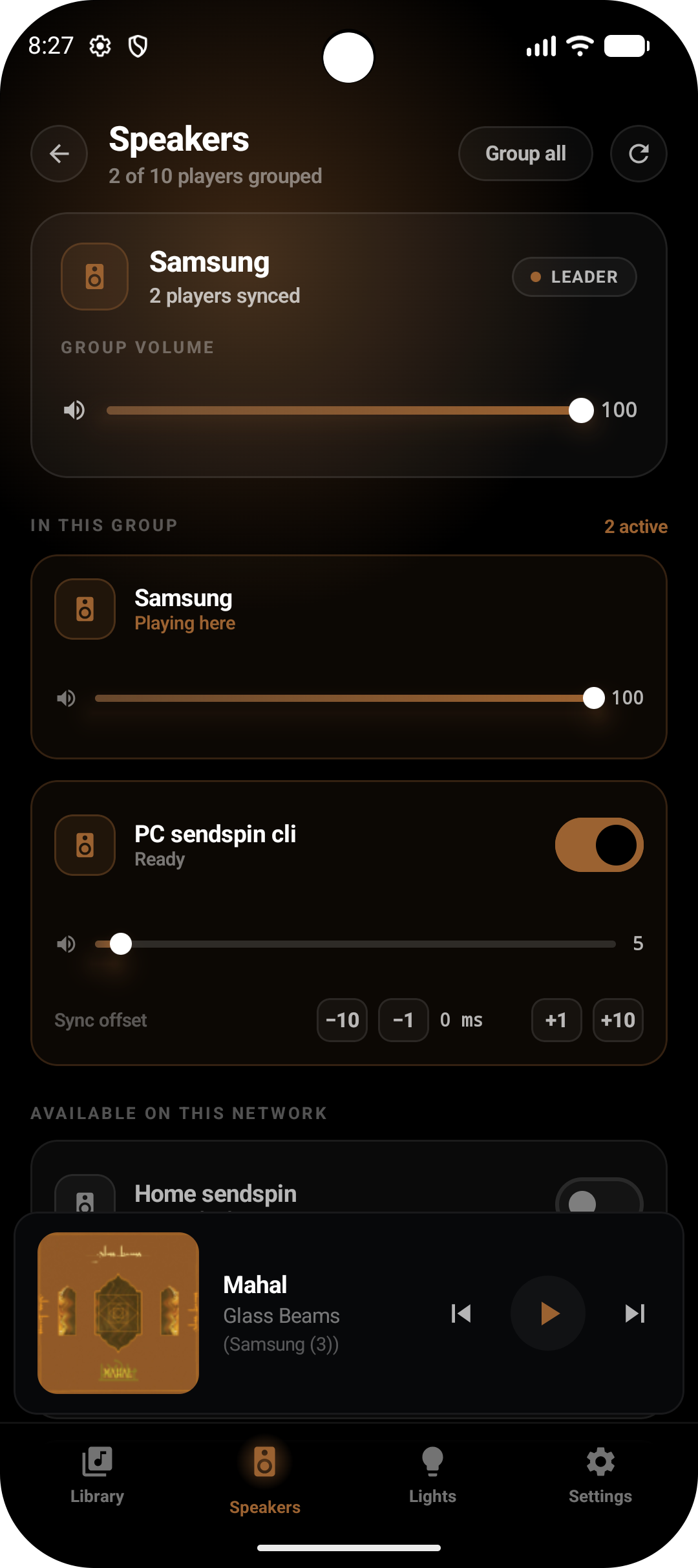 CAMusic speaker grouping on a phone