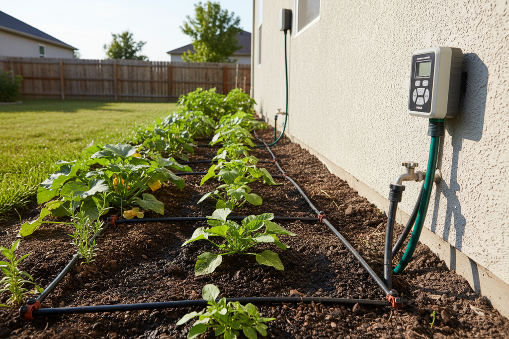 automated irrigation system for home garden, simple