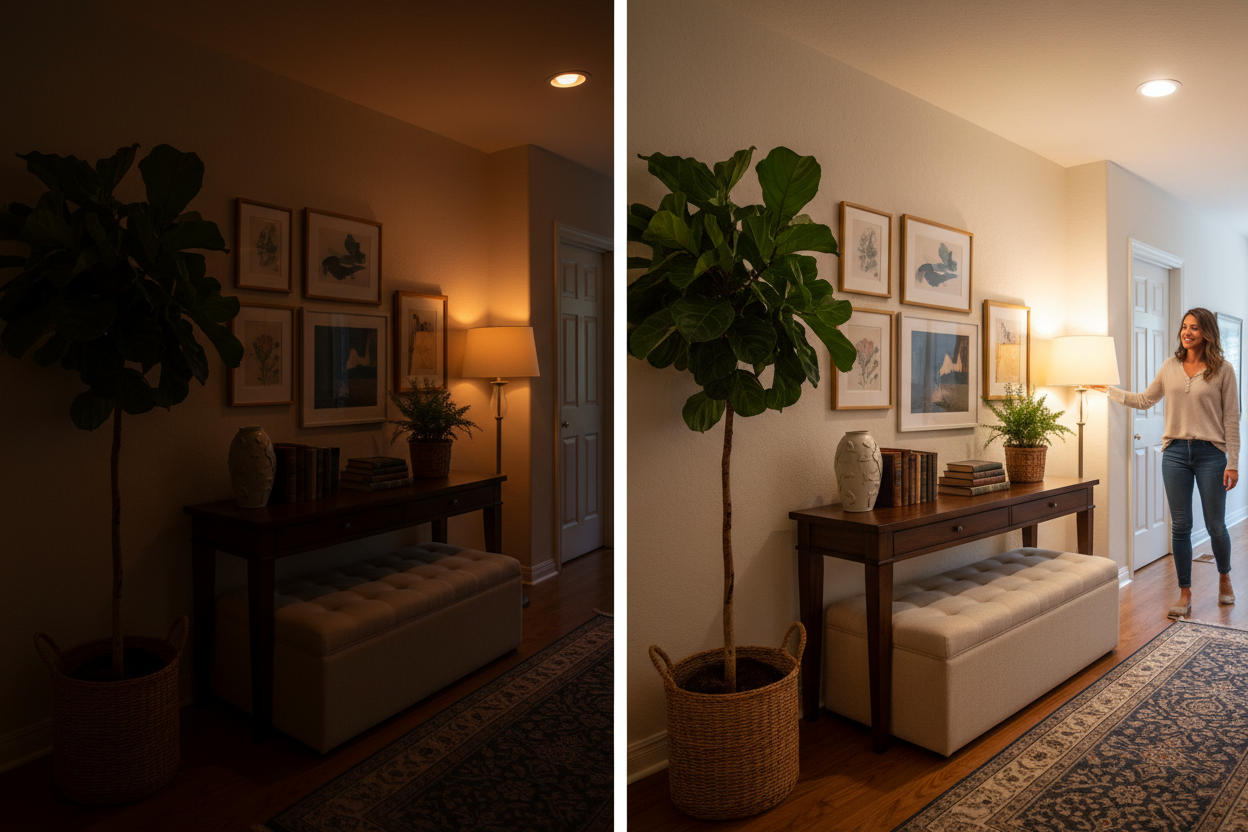 increase the light a little bit on the left half of the image. Keep the same image.