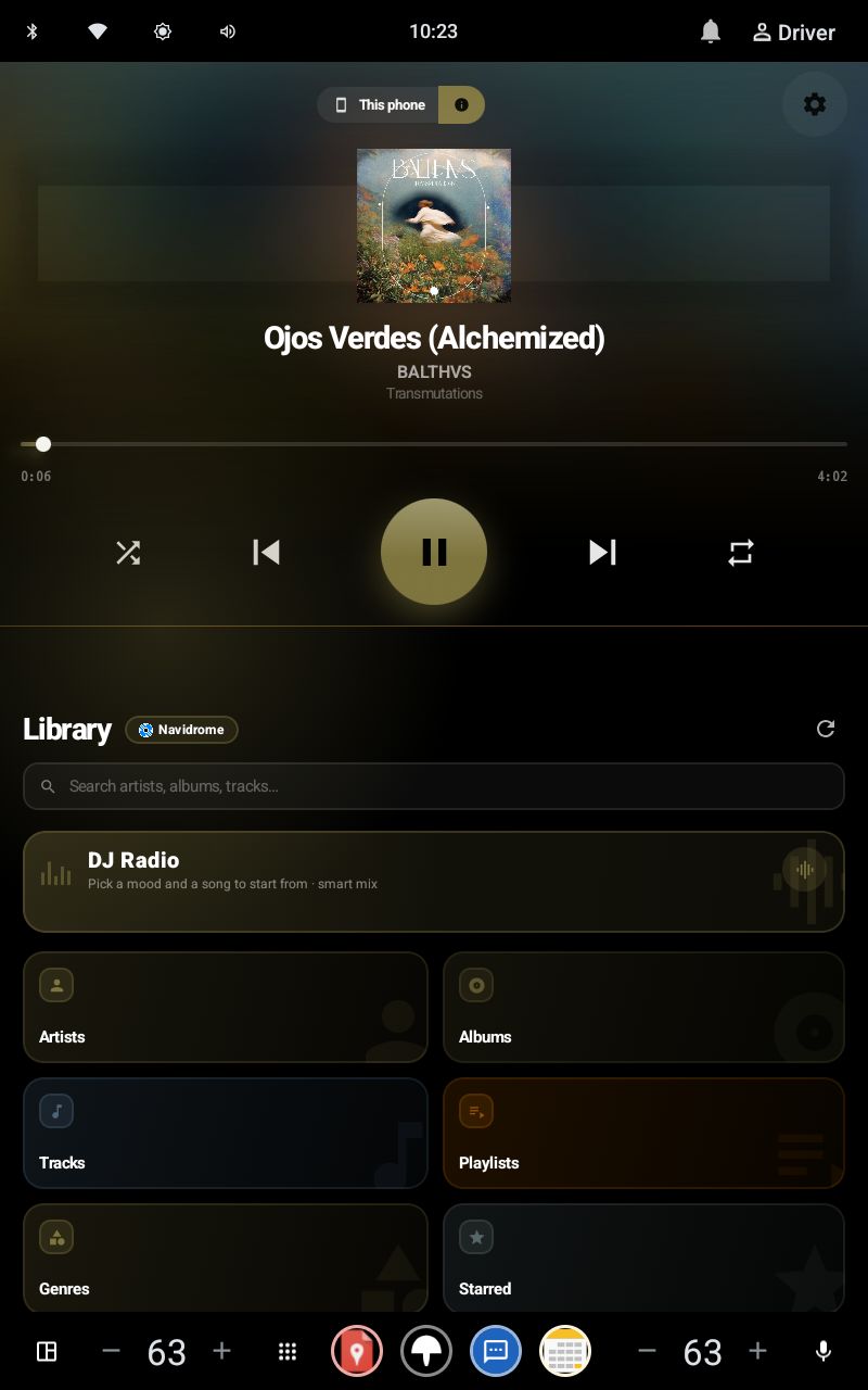 CAMusic on Android Auto, portrait